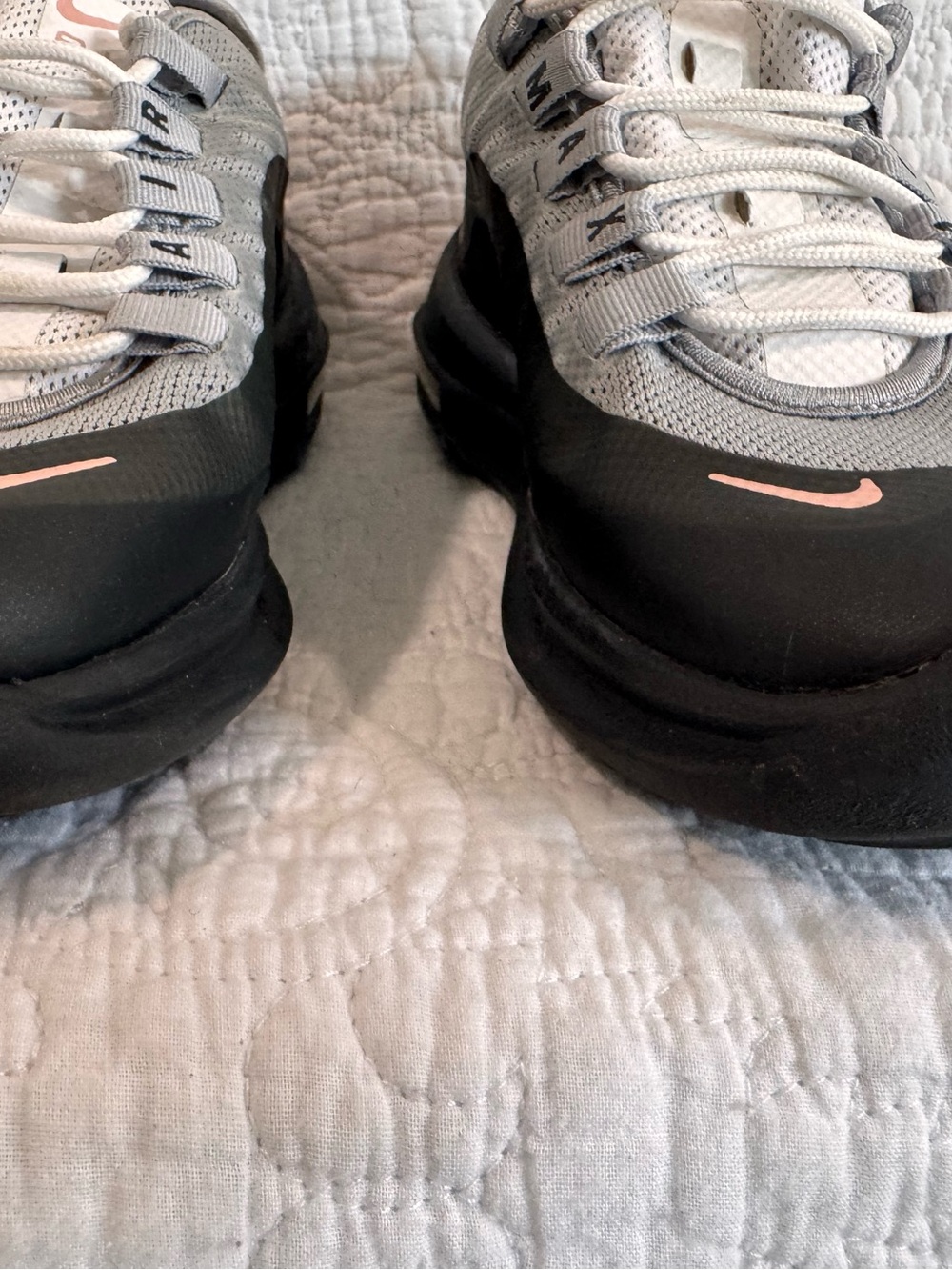 Nike Women's Grey and Black Sneakers with Pink Swoosh - Picture 2 of 10